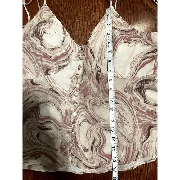 Grade & Gather V-Neck Tie Allover Print Top - Rose Color Size L - Picture 6 of 7